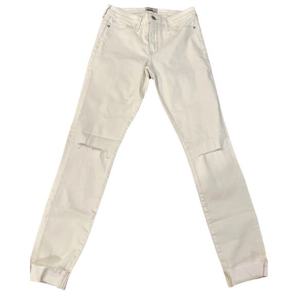 Abercrombie & Fitch Jeans Womens Cream 27/4R Harper Super Skinny Distressed - Picture 3 of 12